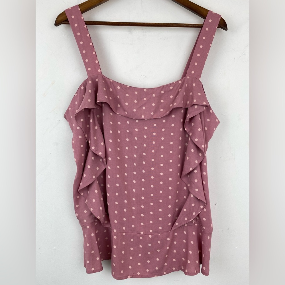 Matilda Jane size XL Women’s Clam Bake Pink Polka Dot Sleeveless Tank Top